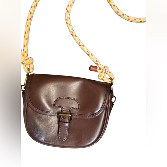 J. Crew Classic Small Saddle Bag in Brown Leather Cross Body Outside Pocket EUC - Picture 4 of 17